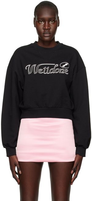 We11done Black Cropped Sweatshirt