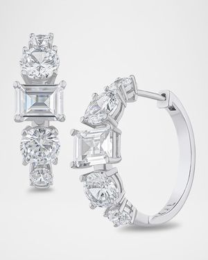 Multi-Shape Cubic Zirconia Hoop Earrings