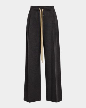 Men's Pleated Wide-Leg Wool Pants