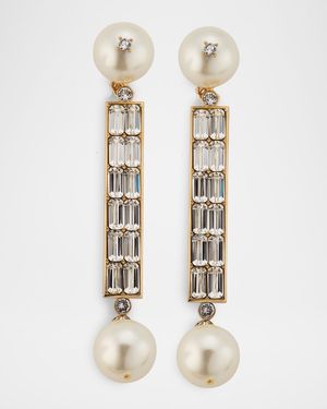 San Fin Metal Earrings with Swarovski Crystals and Pearly Beads
