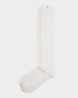 Cotton Pointelle Knee-High Socks