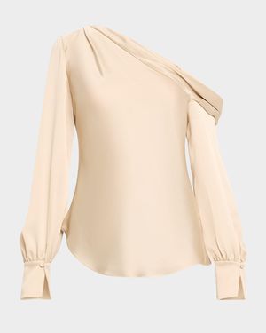Alice Draped Satin One-Shoulder Top