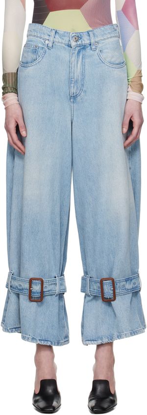 JW Anderson Blue Buckled Cuff Jeans