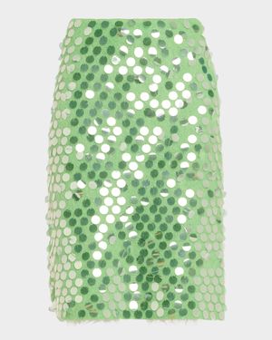 Delphine Paillettes Mohair-Wool Pencil Skirt