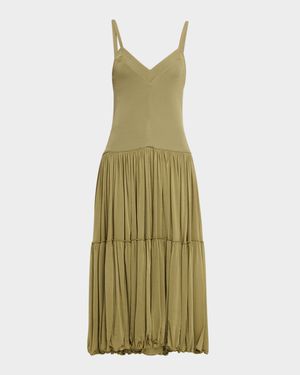 Sleeveless Drop-Waist Tiered Midi Dress