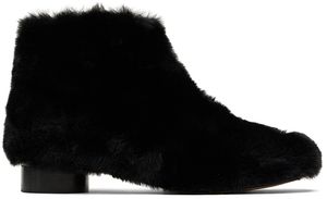 MM6 Maison Margiela Kids Black Faux-Fur Ankle Boots