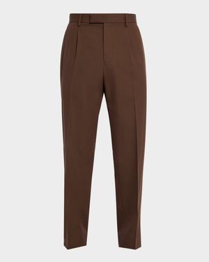 Men's Cotton and Wool Single-Pleated Trousers