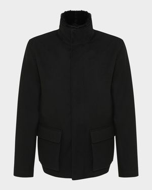 Men's Loro Piana Wool Jacket With Detachable Merino Shearling Lamb Collar