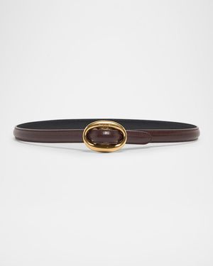 Double Oval Skinny Leather Belt