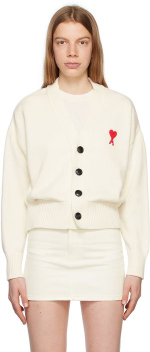 AMI Paris Off-White Ami de Cœur Cardigan