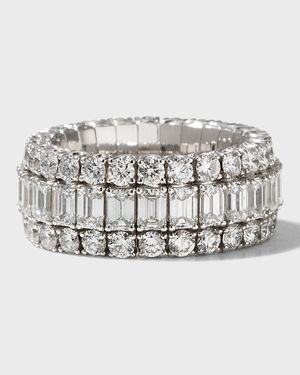 18K White Gold Xpandable Diamond Ring, Size 6.75-9