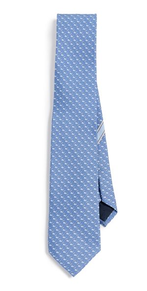 FERRAGAMO Silk Whale Tie F. Azzurro One Size