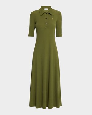 Short-Sleeve Midi Polo Dress