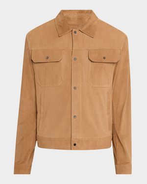 Men's Perforated Suede Trucker Jacket