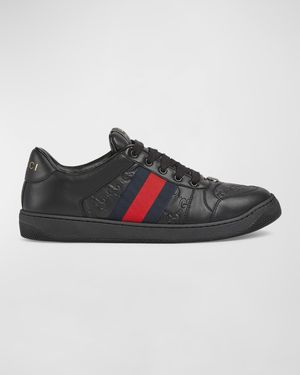 Men's GG Embossed Leather Low-Top Sneakers