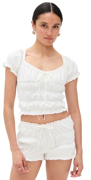 Bailey Rose Smocked Top White Denim M