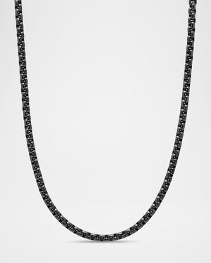 Men's Box Chain Necklace in Darkened Stainless Steel, 4mm, 26"L