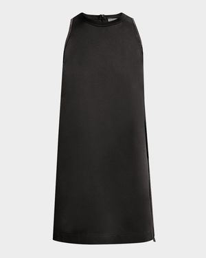 Monili-Side Sleeveless Satin Mini Dress