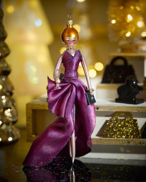 Fashionista in Plum Gown Christmas Ornament