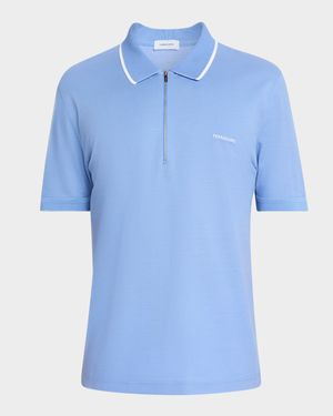 Men's Cotton Pique Quarter-Zip Polo Shirt