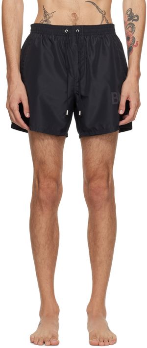 Balmain Black Printed Swim Shorts