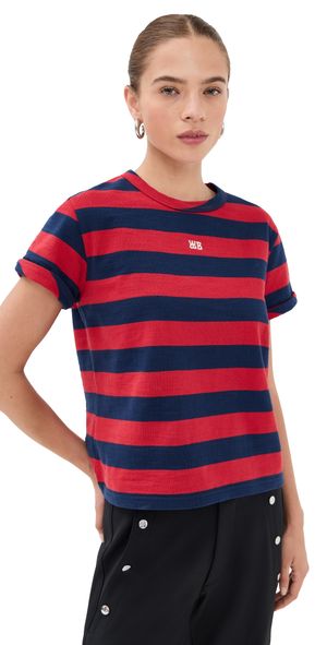 Wales Bonner City Cropped T Shirt Red/Navy XS