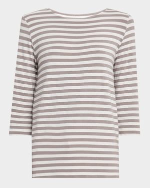 Soft Touch Boatneck Striped Jersey T-Shirt