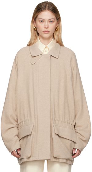 LE17SEPTEMBRE Blouson beige en laine à cordon coulissant