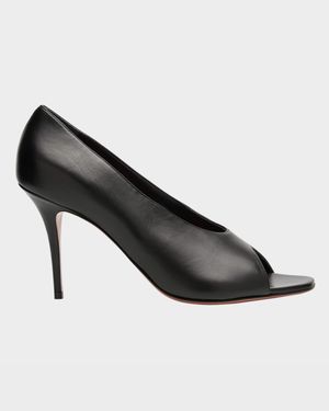 Julianne Peep-Toe Leather Pumps