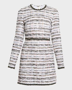 Metallic Tweed Long-Sleeve Mini Dress
