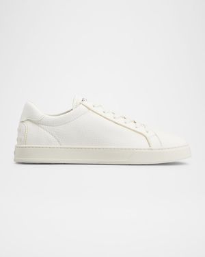 Men's Grainy Leather Logo Low-Top Sneakers
