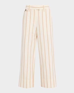 Striped Straight-Leg Crop Chino Pants