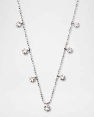 18K White Gold Medium Floating Diamond Necklace