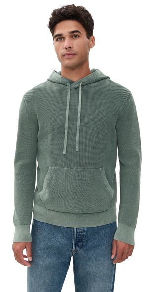 Faherty Sunwashed Sweater Hoodie Mountain Olive M