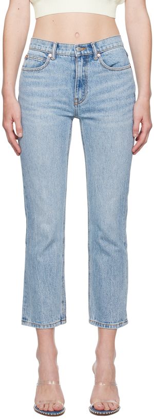 Alexander Wang Jean de style pantalon-cigarette bleu à taille haute