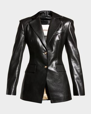 Hathi Single-Breasted Faux Leather Blazer