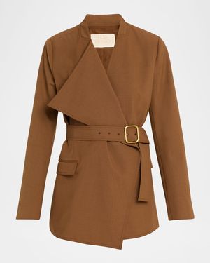 Zehra Draped Blazer Jacket With Belt