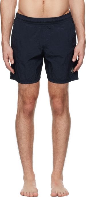 Stone Island Navy Crinkled Swim Shorts