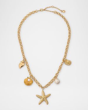 Mariam Charm Necklace with Pearls