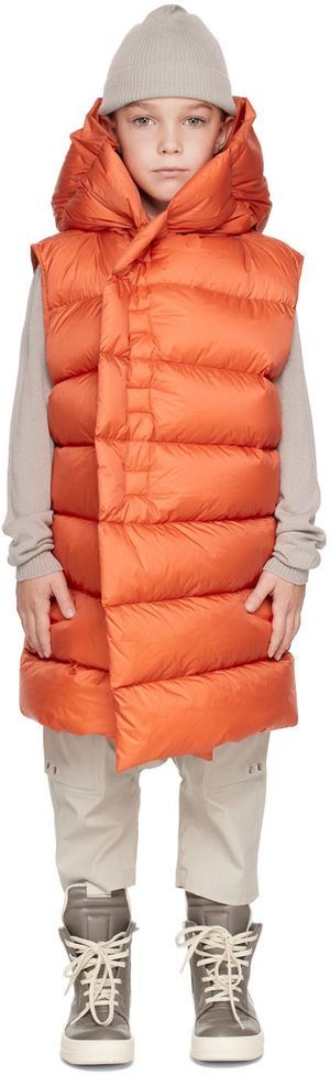 Rick Owens Enfant | Veste orange rembourrée en duvet à capuche