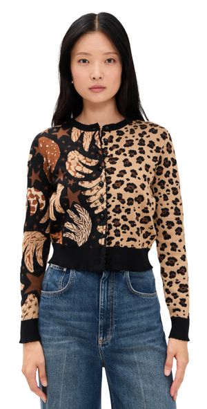 FARM Rio Banana Leopard Mixed Cardigan Banana Sky Black L