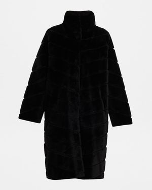 Reversible Chevron Lamb Shearling Coat