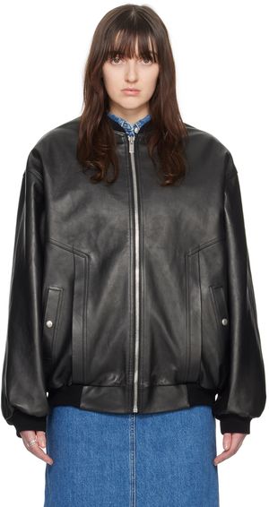 Magda Butrym Black Oversized Leather Jacket