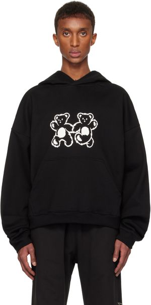 We11done Black Teddy Twins Hoodie