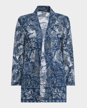 Nathalie Open-Front Floral Lace Jacket