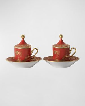 Coffee Cup with Plate and Cover, Set of 2