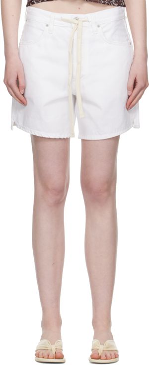 Citizens of Humanity White Brynn Drawstring Denim Shorts