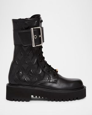 Quilted 67 VLogo Leather Combat Boots