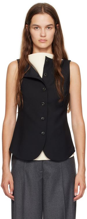 Róhe Black Waistcoat Tank Top