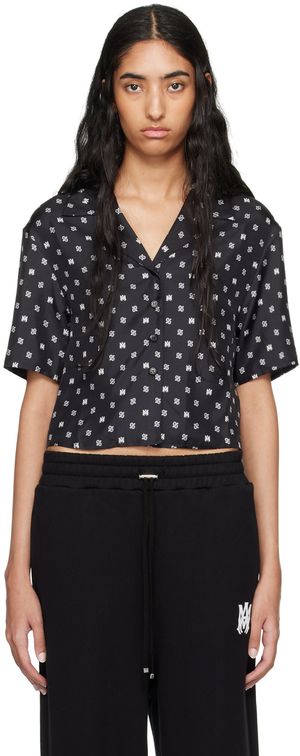 AMIRI Chemise noire à motif cachemire à monogrammes
